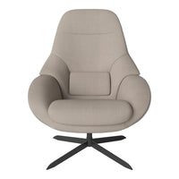 Light beige swivel chair with smooth fabric and minimalistic modern design. Perfect for contemporary decor.