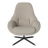 Beige modern swivel chair with a smooth, minimalist design and sleek black base, perfect for contemporary interiors.
