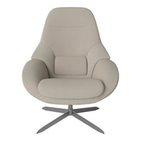 Beige, modern swivel chair with a sleek, smooth design and a soft fabric texture, perfect for contemporary interiors.