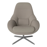 Soft beige upholstered chair with a smooth, minimalist design and contemporary styling. Perfect for modern interiors.