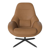 "Stylish brown swivel chair with smooth upholstery and minimalistic design, perfect for modern interiors."
