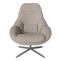Light beige swivel chair with smooth, modern upholstery and minimalistic design, featuring subtle texture patterns.
