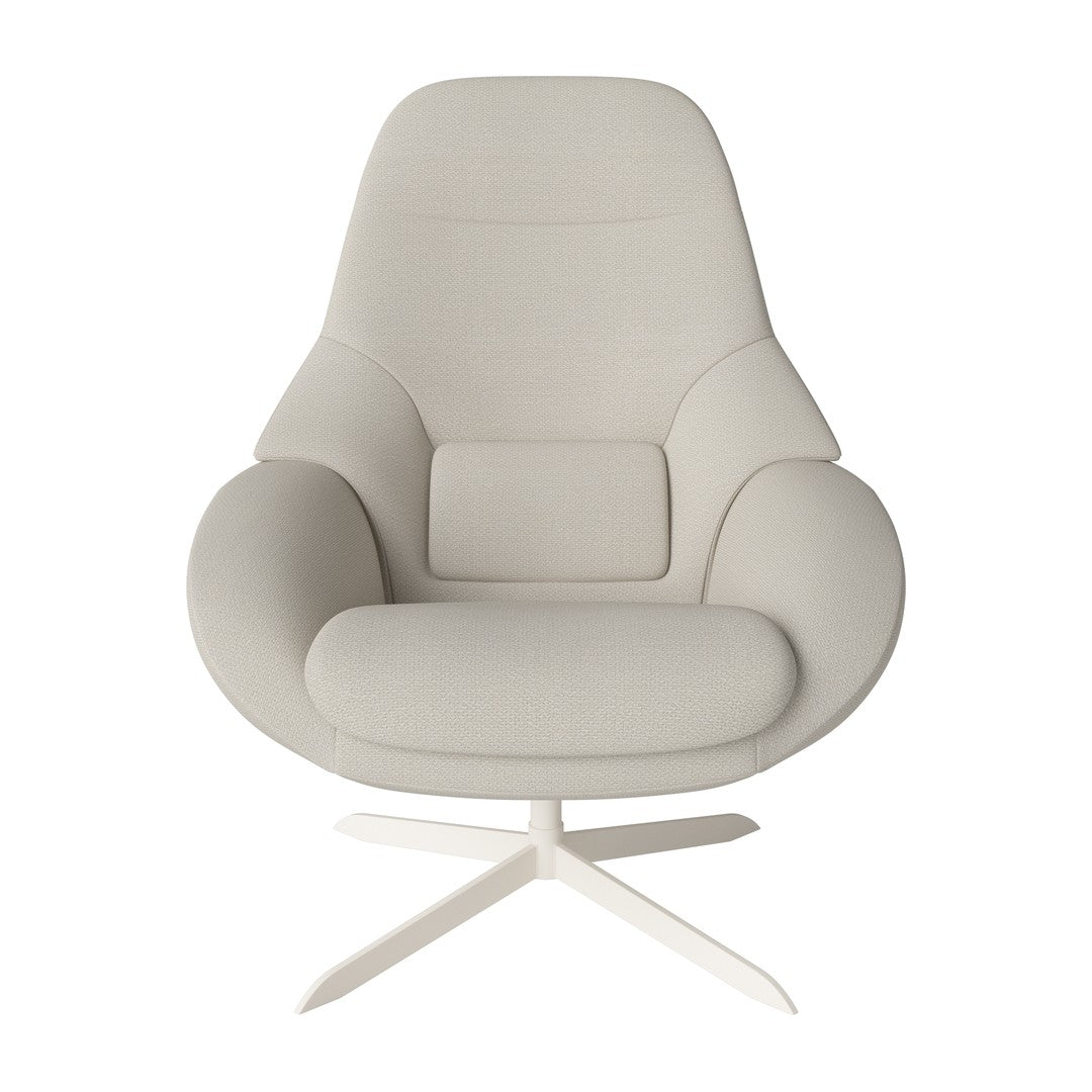 Light gray upholstered chair with a smooth finish and modern, sleek design. Perfect for contemporary decor.