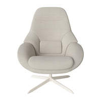 Light gray upholstered chair with a smooth finish and modern, sleek design. Perfect for contemporary decor.