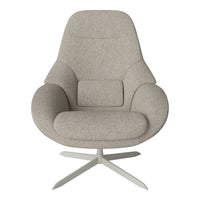 Light gray upholstered chair with a modern, sleek design and smooth, rounded cushions. Perfect for contemporary decor.