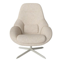 Light beige armchair with a smooth, textured fabric and minimalist modern design. Stylish addition to any decor.