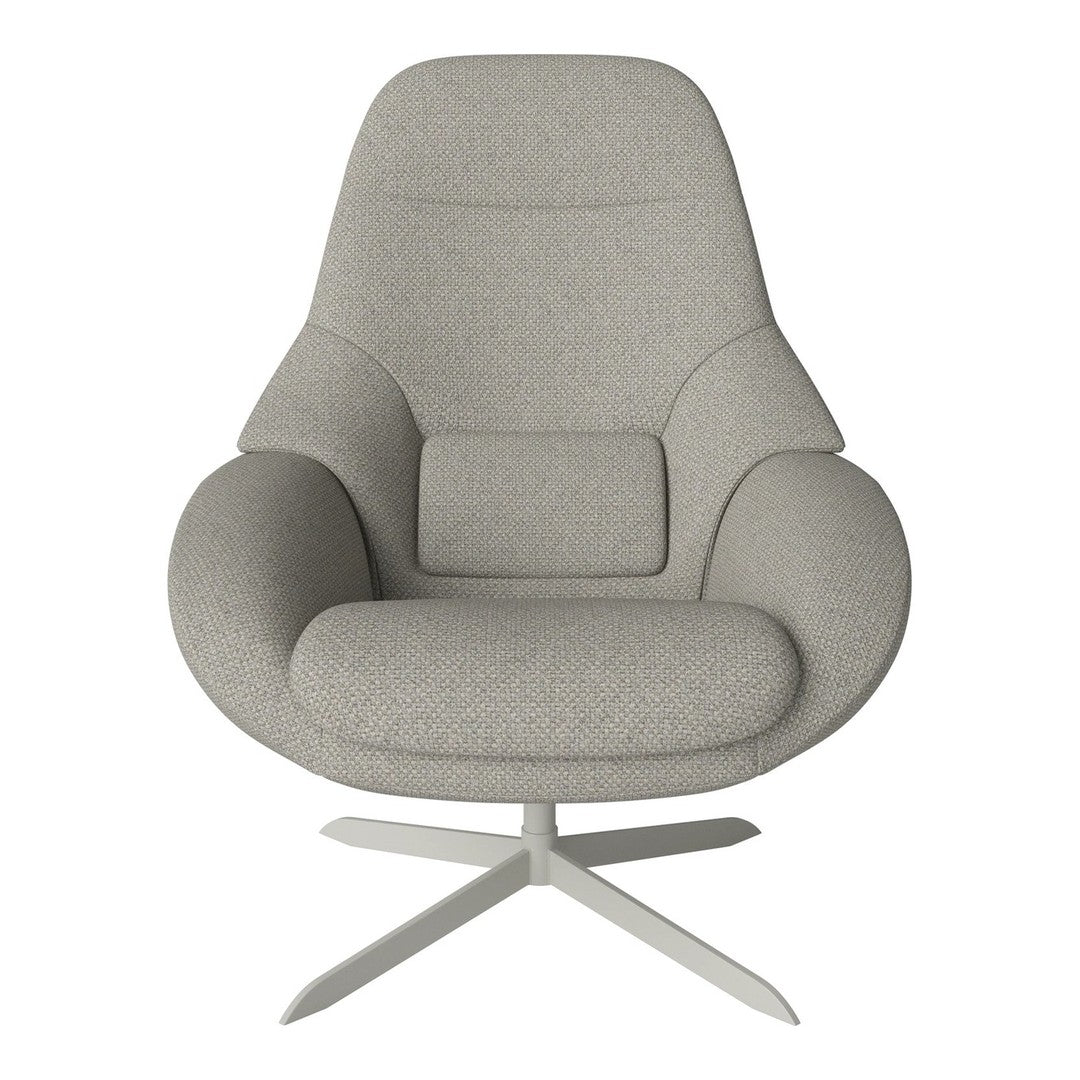 Light gray upholstered chair with a smooth, modern design and a minimalist aesthetic. Perfect for contemporary decor.