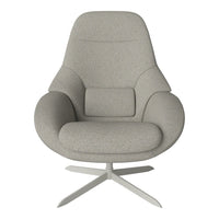 Light gray upholstered chair with a smooth, modern design and a minimalist aesthetic. Perfect for contemporary decor.
