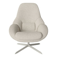 Stylish light beige accent chair with a smooth, minimalist design and subtle texture, perfect for modern interiors.
