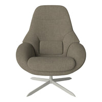 Light gray upholstered chair with smooth, rounded contours and subtle texture, featuring a minimalist design.