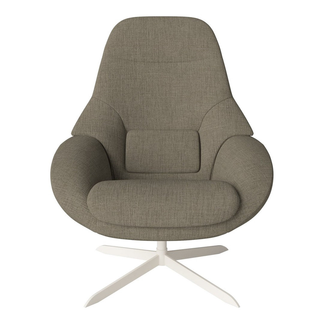 Stylish gray upholstered chair with a smooth, minimalist design and a soft, textured finish. Perfect for modern spaces.