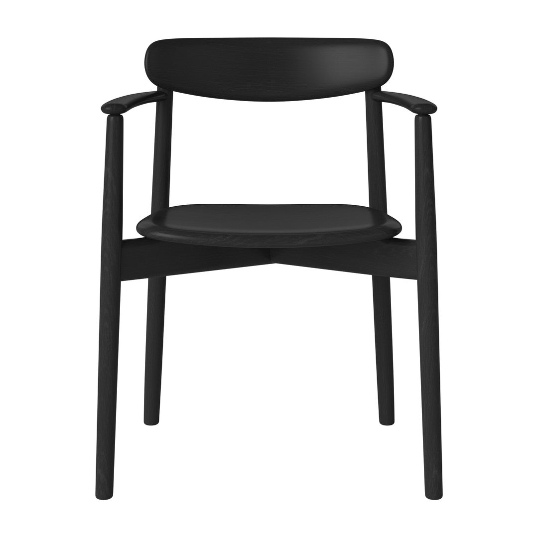 Sleek black chair with a minimalist design and smooth, contemporary lines. Perfect for modern interiors.