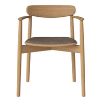 Light oak wood chair with a smooth finish and a dark gray fabric seat, featuring simple, modern design and clean lines.