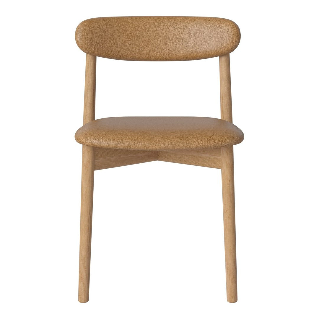 "Minimalist beige chair with smooth, rounded contours and natural wood legs, showcasing a modern design."