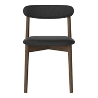 Modern black upholstered chair with a smooth, minimalist design and warm wood legs. Perfect for contemporary decor.
