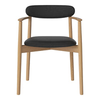 Sleek black upholstered chair with light wooden frame, perfect for modern decor. Simple design, versatile style.
