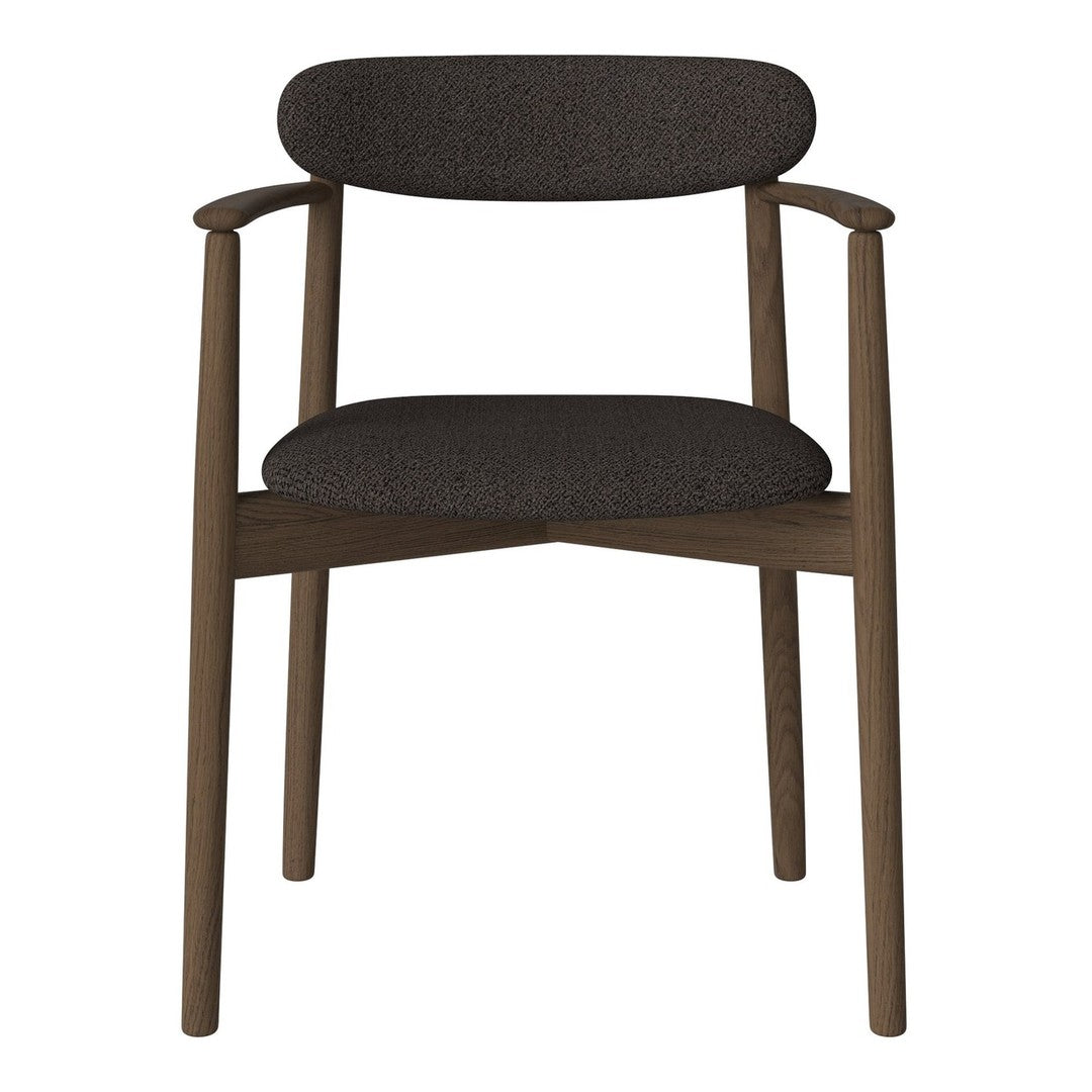 Modern wooden chair with dark brown upholstery and a smooth, minimalist design. Perfect for contemporary spaces.