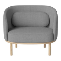 Stylish gray upholstered chair with a minimalist design and light wood legs. Perfect for modern interiors.
