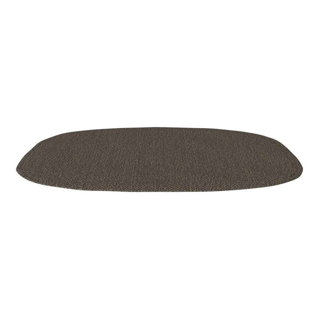 Gray textured oval mat with a subtle pattern, perfect for modern decor and versatile home use.