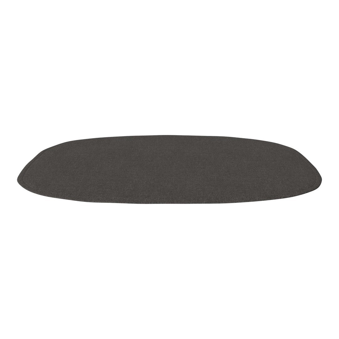 "Textured dark gray mat with soft, rounded edges, ideal for modern and minimalist decor."