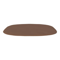 Brown oval mat with a smooth texture, featuring a minimalist design for versatile decor.