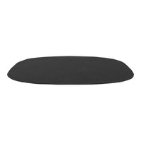 Black oval mat with a smooth, matte finish; ideal for modern decorative styles.
