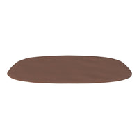"Smooth, oval, chocolate brown mat with a subtle, solid pattern, perfect for home decor."