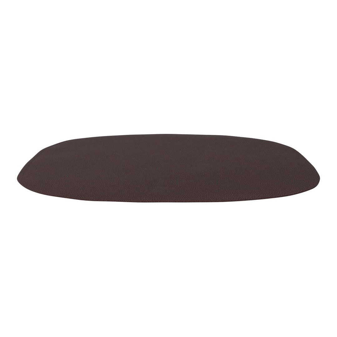 Dark brown oval surface with a smooth texture and subtle sheen, perfect for modern decor.