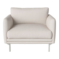 Light beige modern armchair with smooth upholstery and minimalist design. Ideal for contemporary decor.