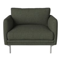 Green textured armchair with a modern design and sleek silver legs, perfect for contemporary living spaces.