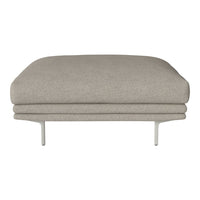 Light gray upholstered ottoman with clean lines and a smooth, soft texture. Ideal for modern decor styles.