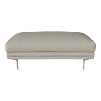 Light beige lounge ottoman with subtle texture and sleek metal legs. Ideal for modern interior decor.