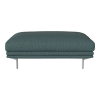 Teal textured ottoman with a modern design, featuring sleek metal legs. Perfect for contemporary decor.