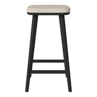 Beige upholstered seat with a smooth, black wooden frame and simple, clean lines. Ideal for modern decor.