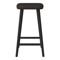 Black bar stool with a dark textured seat and minimalist design, perfect for modern decor.