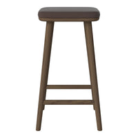 Brown wooden bar stool with a smooth dark brown seat and minimalistic design, perfect for modern interiors.