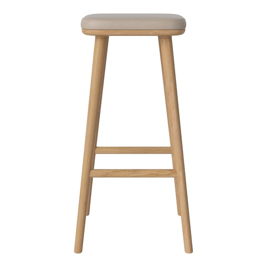 Light beige seat with natural wood legs, creating a minimalist and modern design perfect for any decor.