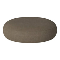 Round brown cushion with a smooth, textured fabric surface, perfect for modern home decor.