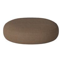 Round, brown pouf in a textured fabric, perfect for stylish seating or decor accents.