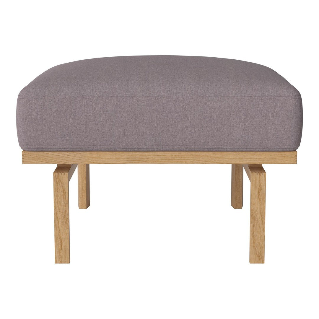 Light gray upholstery with a smooth texture, paired with natural wood legs for a minimalist style.
