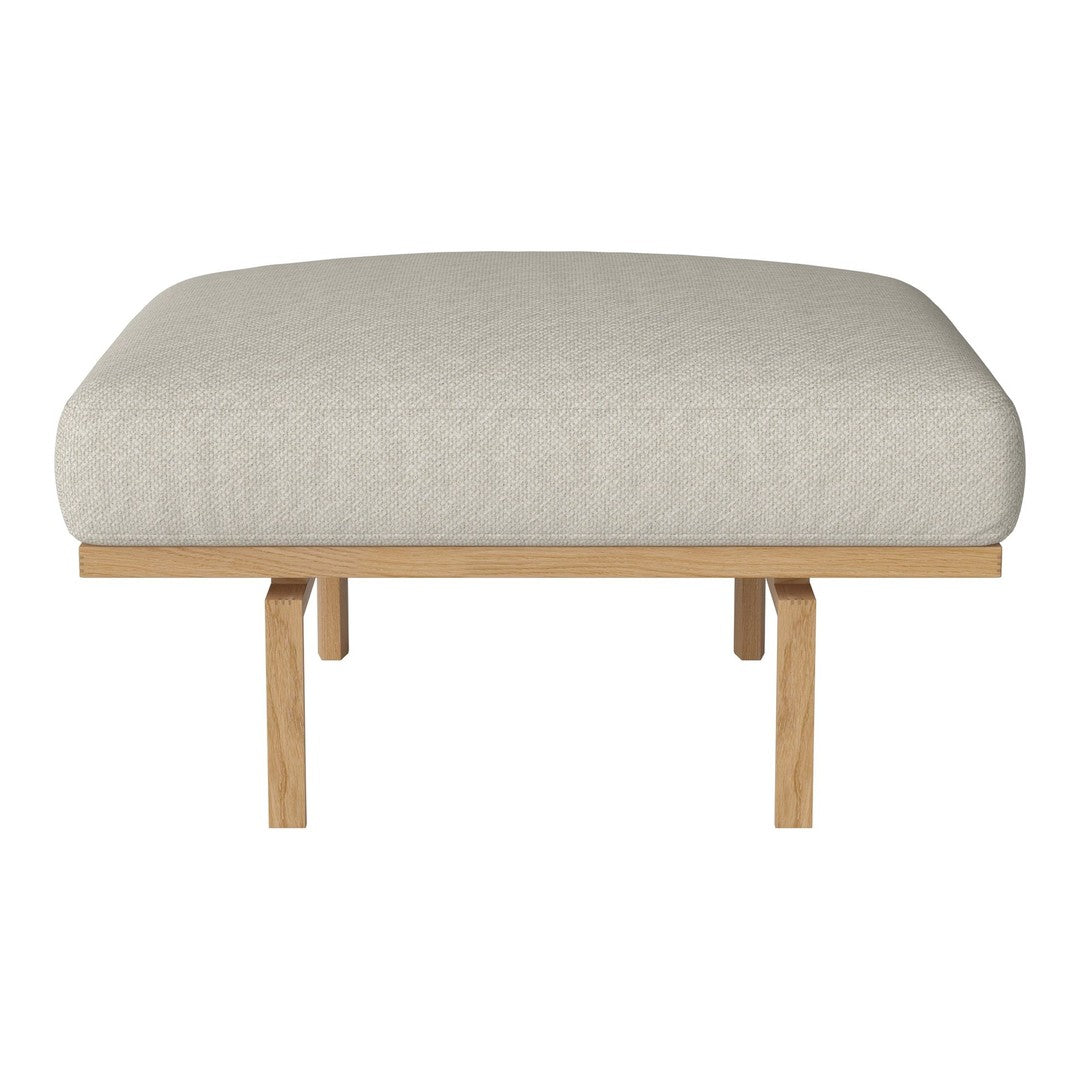 Light beige upholstered cushion on a wooden frame, featuring a smooth, minimalistic design. Perfect for modern decor.