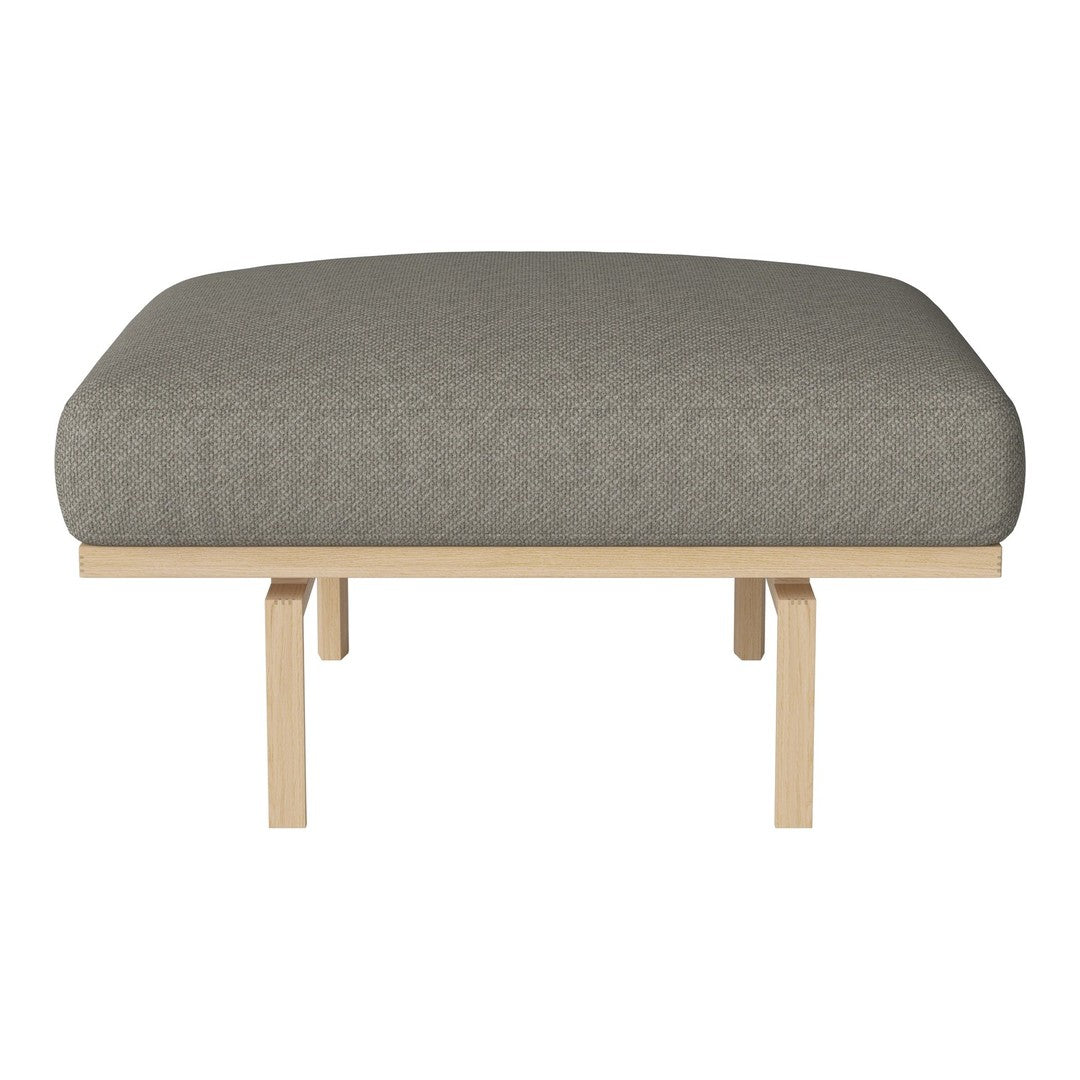 Gray upholstered cushion with a subtle texture on a light wooden frame, perfect for modern decor.