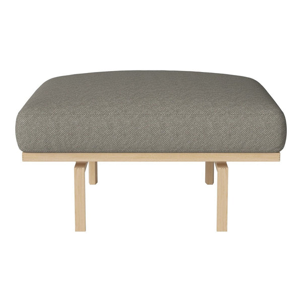 Gray upholstered cushion with a subtle texture on a light wooden frame, perfect for modern decor.