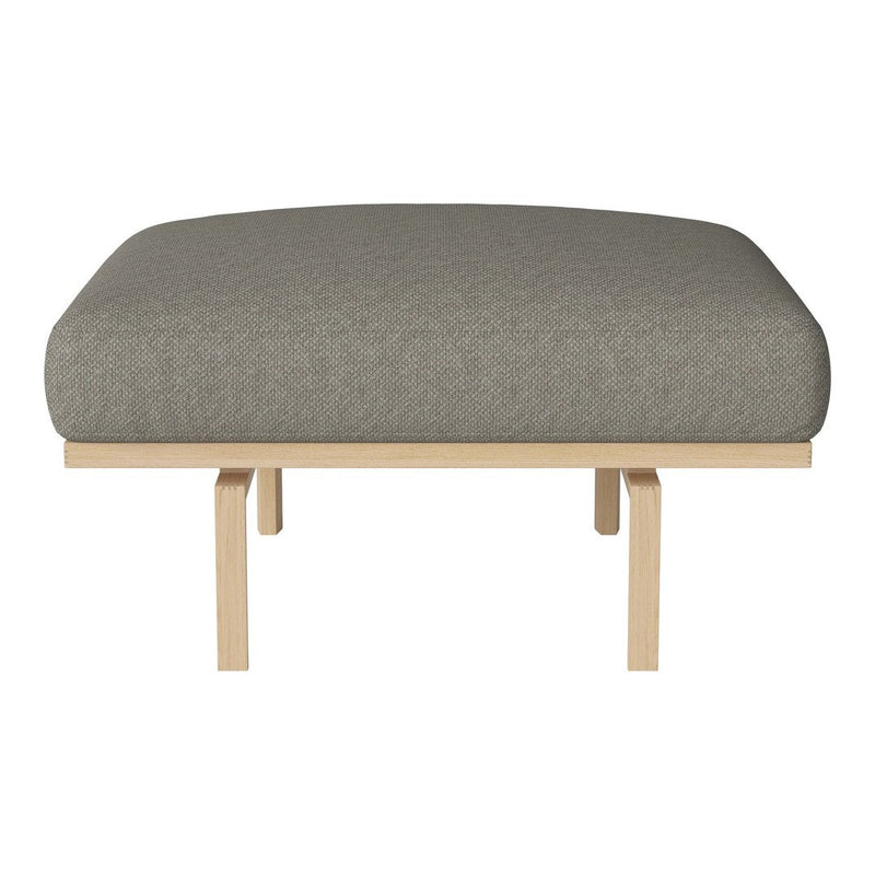 Gray upholstered cushion with a subtle texture on a light wooden frame, perfect for modern decor.