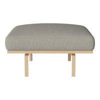 Light grey upholstered top with a smooth texture, paired with natural wood legs for a minimalist style.