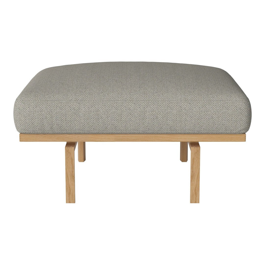 Gray upholstered cushion on a light wood frame, showcasing a modern and minimalist design.