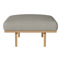 Gray upholstered cushion on a light wood frame, showcasing a modern and minimalist design.