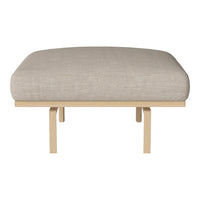 Light beige padded cushion on natural wood legs, featuring a simple, soft texture. Perfect for stylish home décor.