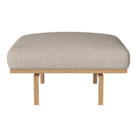 Beige upholstered cushion with smooth texture on a light wooden frame. Simple, modern design ideal for any decor.
