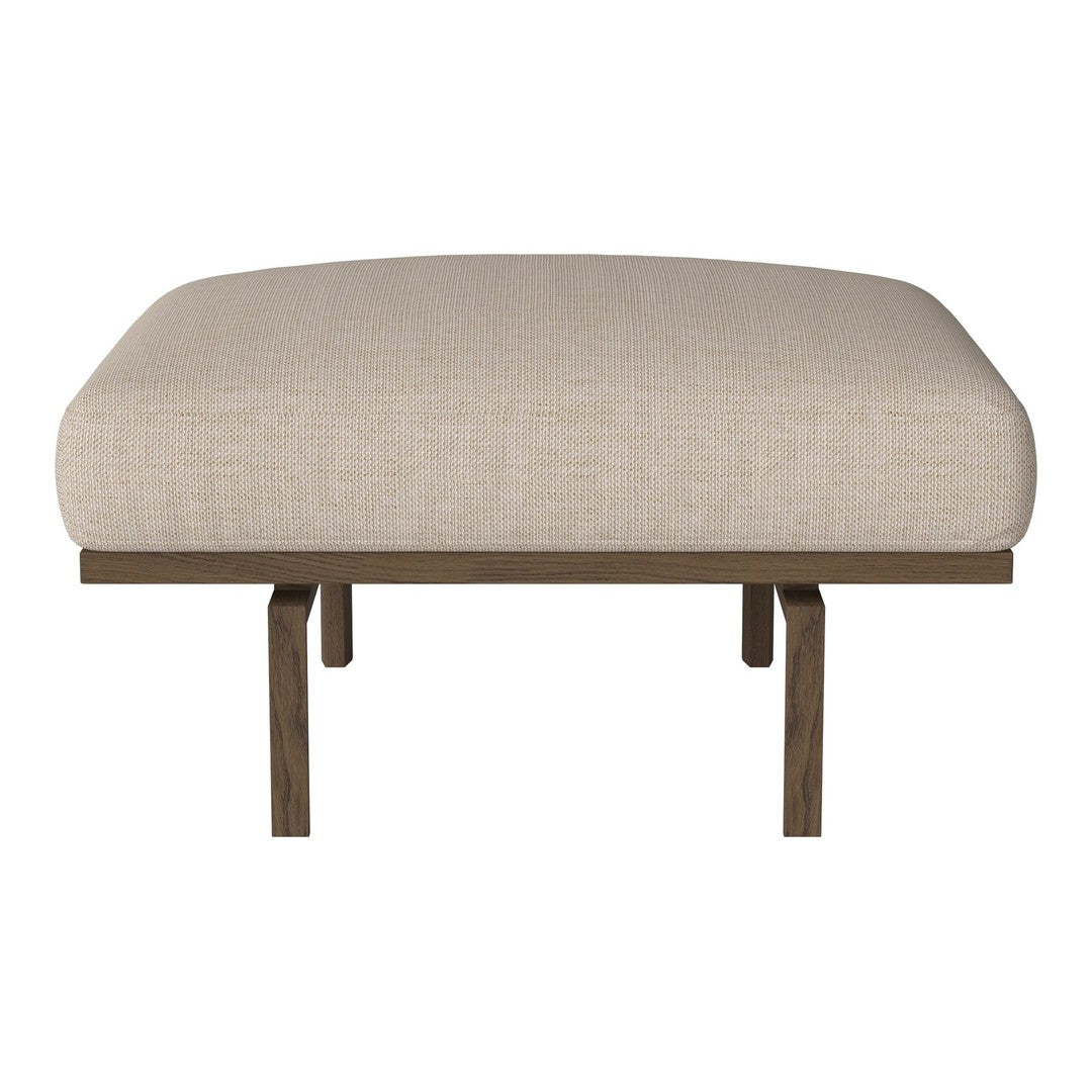 Neutral beige cushion with subtle texture on a simple wooden frame. Elegant and versatile design for any space.